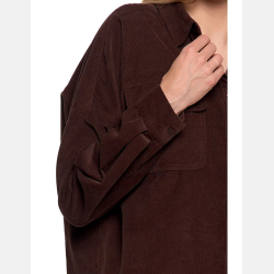 BRĄZOWA SZTRUKSOWA LUŹNA koszula damska MORAJ